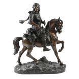 A LARGE ORIENTALIST EQUESTRIAN BRONZE OF AN ARAB AFTER EMILE GUILLEMIN (FRENCH 1842-1907), CAST BY