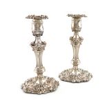 A pair of George IV silver candlesticks, by Waterhouse, Hudson and Co. Sheffield 1829, baluster