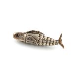 A German silver articulated fish, by Neresheimer of Hanau, with import marks for Berthold Muller,