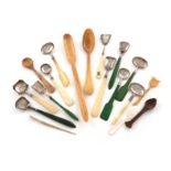λA collection of 19th century silver and ivory handled salt spoons, the majority Birmingham made,
