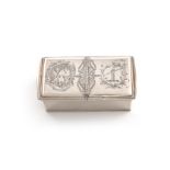 An 18th century silver double snuff box, unmarked, circa 1760-80, rectangular form, flush hinged