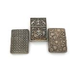 An Indian silver card case, unmarked, rectangular form, chased with Goddesses, elephants and foliate