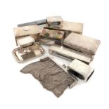 A mixed lot of silver items, various dates and makers, comprising: a table match box, of rectangular
