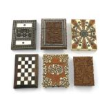 λA collection of six late 19th century card cases, rectangular form, pull-off covers, including