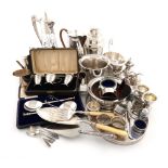 A mixed lot, comprising: silver items, a cased pair of Seal-top spoons, by Sebastian Garrard, London