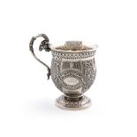 A Victorian Scottish silver mug, by Millidge & Son, Edinburgh 1866, baluster form, chased foliate