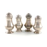 A small collection of four George I/II silver bun casters, various makers, London 1723/24, 1737