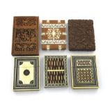 λA collection of six late 19th century card cases, rectangular form, pull-off covers, including