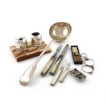 A mixed lot, comprising silver items: a George IV Fiddle and Thread pattern soup ladle, by George