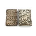 A late-19th century Indian silver card case, unmarked, rectangular form, chased with an elephant and