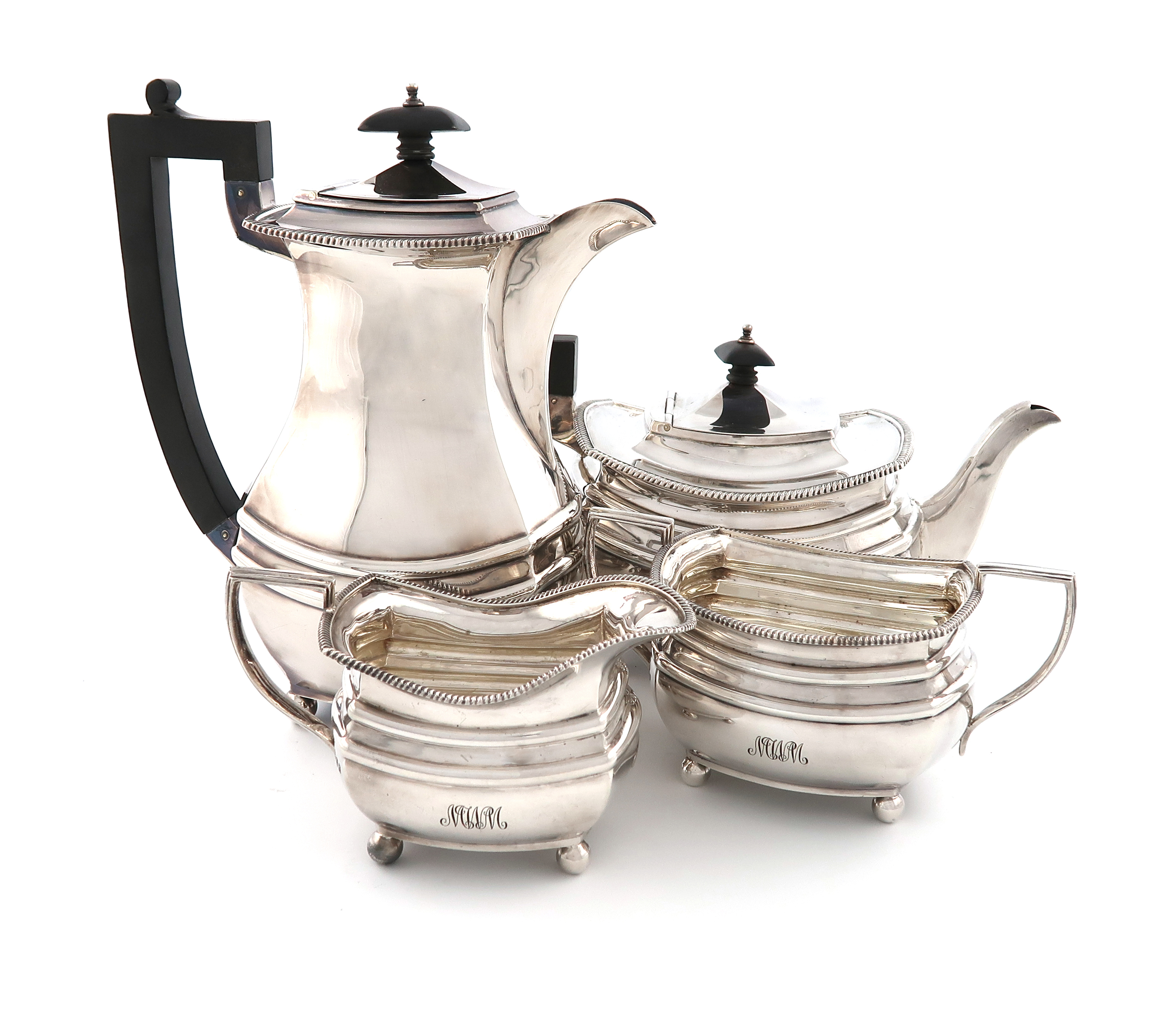 A four-piece silver tea set, by S. Blanckensee and Sons, Chester 1932, rounded rectangular bellied