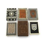 λA collection of six late 19th century card cases, rectangular form, pull-off covers, including