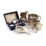 A mixed lot of silver items, comprising Russian items: a cream jug of baluster form, engraved