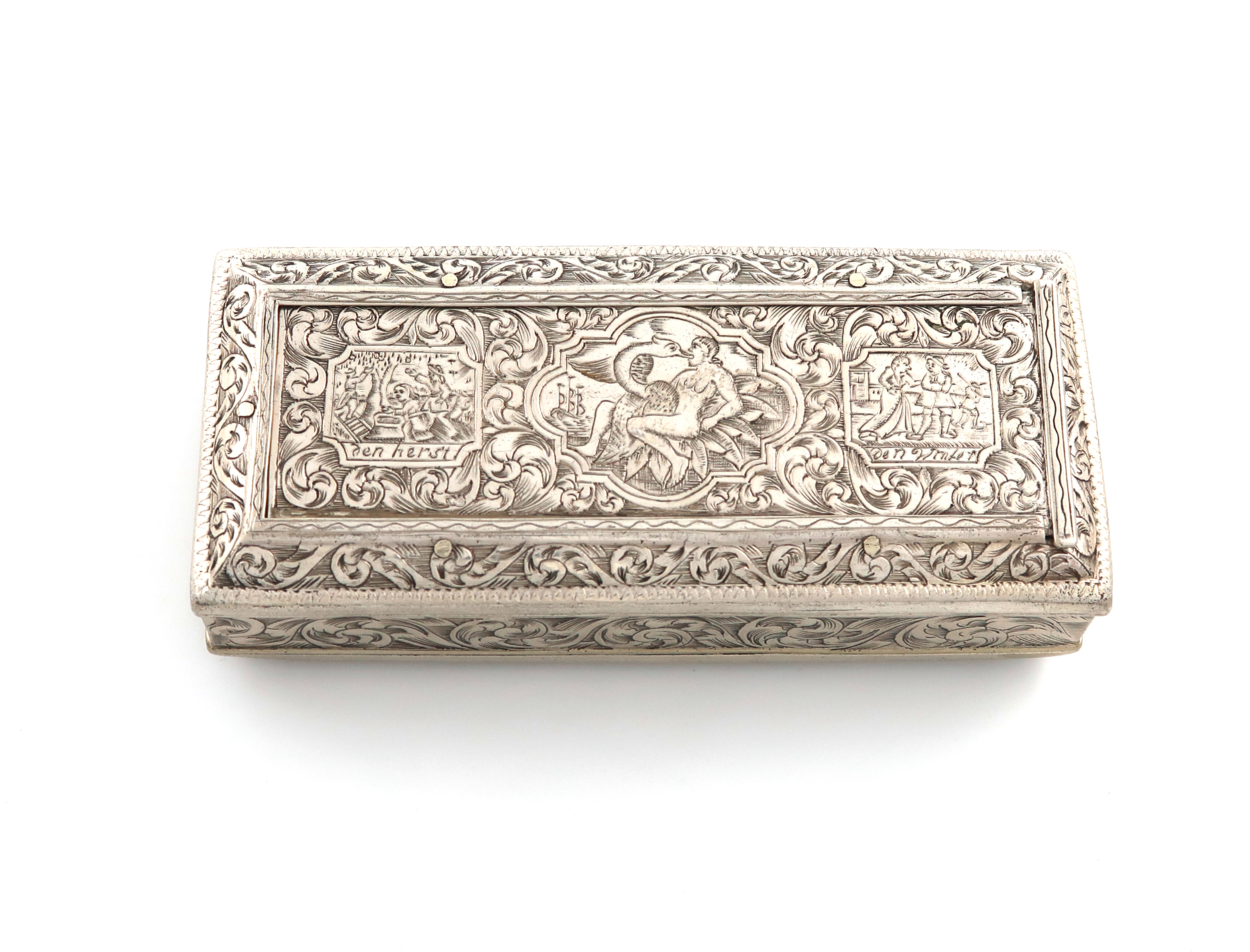 A 19th century Dutch silver tobacco box, by Rinze Jans Spaanstra, in the early 17th century