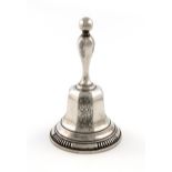 A 19th century Dutch silver table bell, 1846, conventional form, panelled baluster handle,