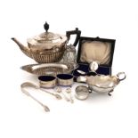 A mixed lot of silver items, various dates and makers, comprising: a presentation teapot, by William