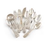 A mixed lot of silver flatware, comprising: a butter knife, by David Reid, Newcastle 1863,