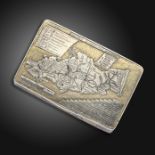 An early 19th century Russian silver gilt and niello rectangular cartographic snuff box, the