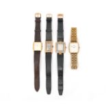 A collection of four wristwatches, including an 18ct gold watch by Dunhill, the signed rectangular