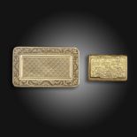 A early 19th century continental (probably French) gold rectangular box, with foliate and engine-