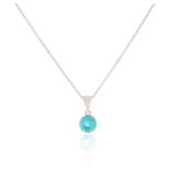 A paraiba tourmaline pendant, weighing 1.50cts, claw-set in 18ct white gold on a fine-link white