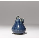 A KOREAN BLUE GLAZED WATER DROPPER JOSEON DYNASTY, 19TH CENTURY Modelled as a gourd, a leaf attached