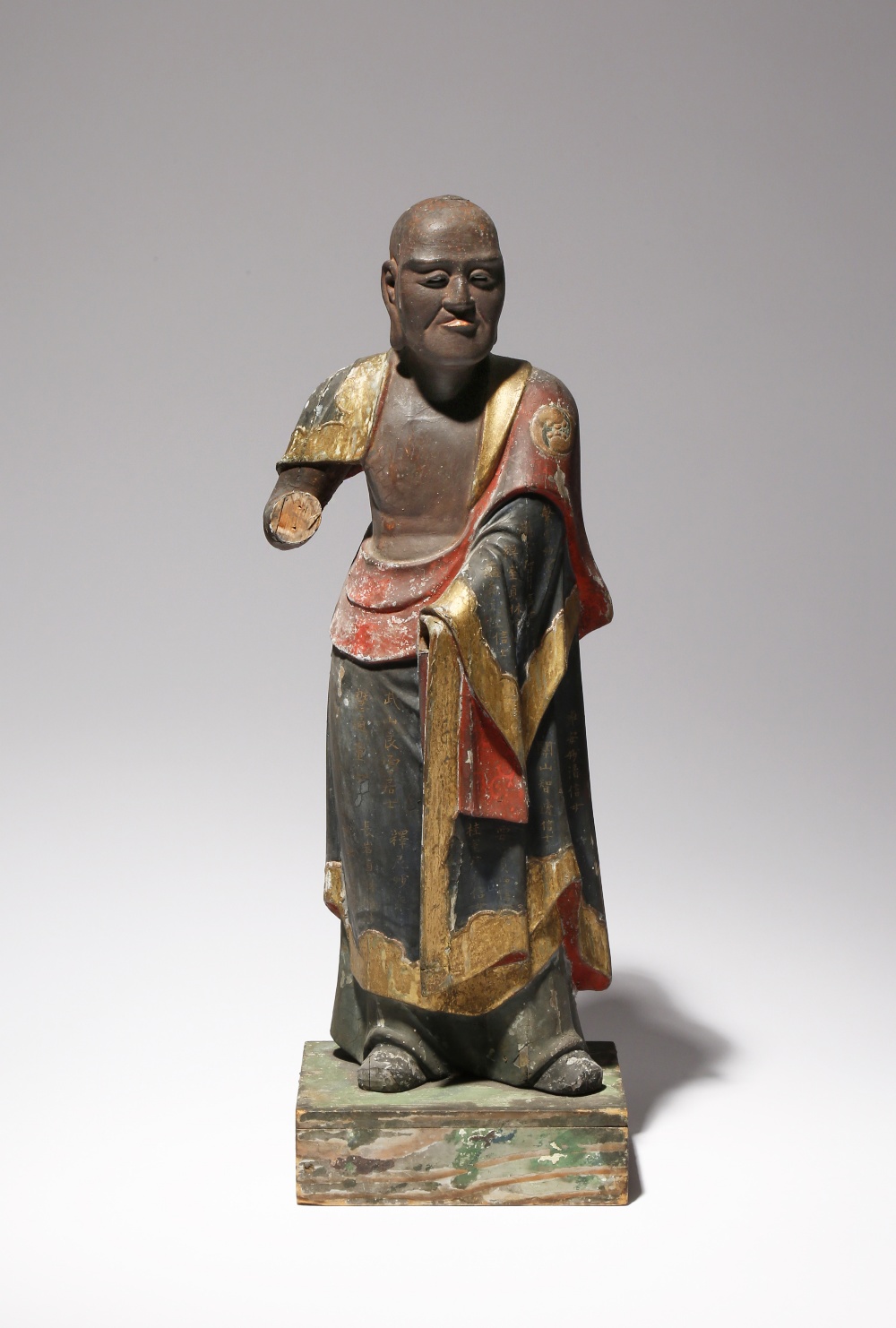 A JAPANESE POLYCHROME LACQUERED WOOD FIGURE OF JIZO BOSATSU KAMAKURA PERIOD OR LATER, 14TH CENTURY