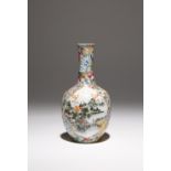A CHINESE FAMILLE ROSE MILLEFLEURS 'LANDSCAPE' BOTTLE VASE REPUBLIC PERIOD The ovoid body surmounted