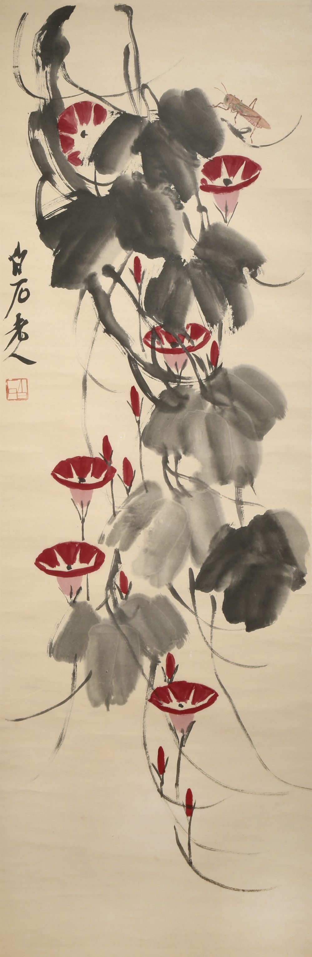 AFTER QI BAISHI (20TH CENTURY) MORNING GLORY A Chinese painting, ink and colour on paper,