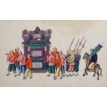 ANONYMOUS (19TH CENTURY) FIGURES IN PROCESSION Six Chinese paintings, ink and colour on rice