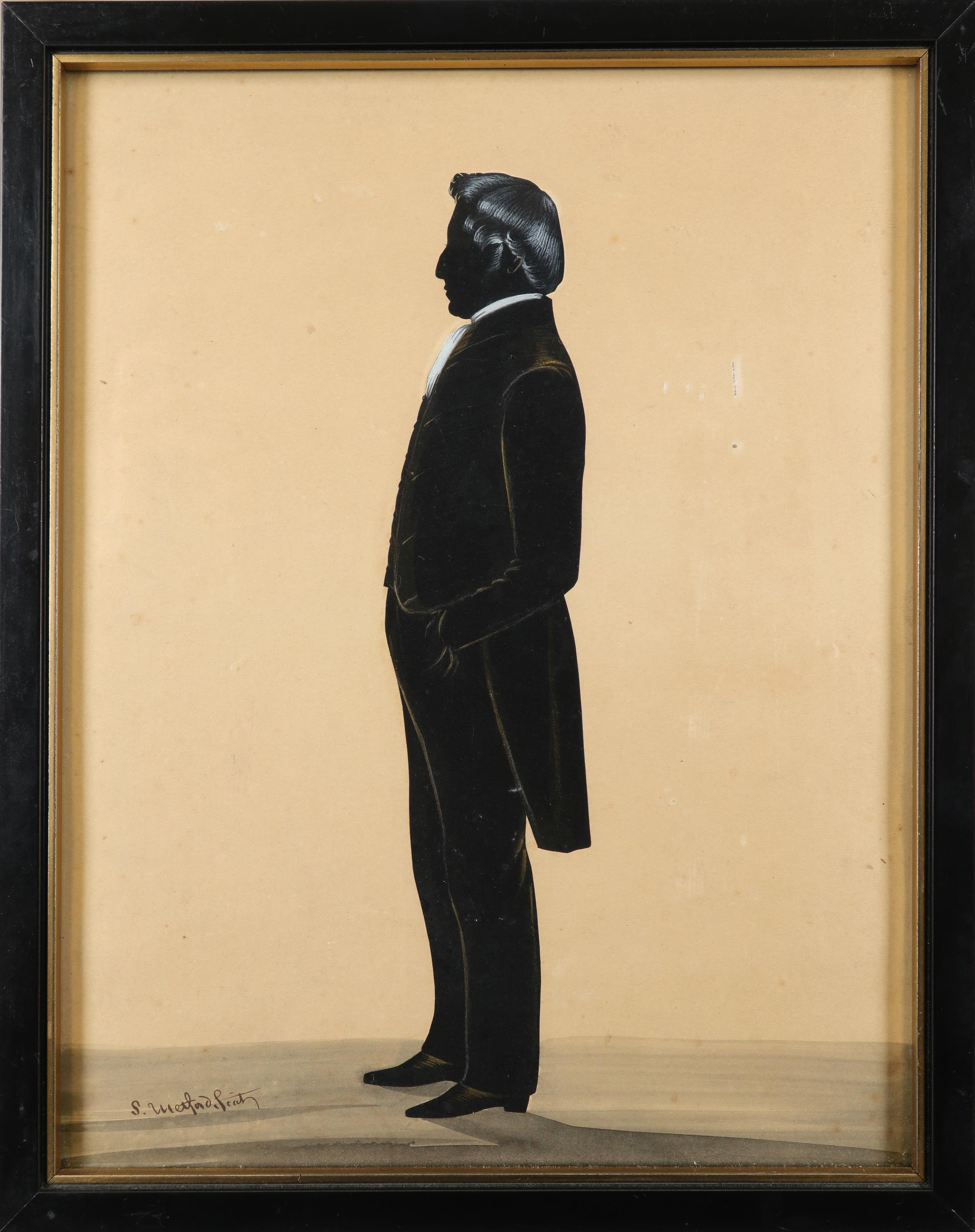 Samuel Metford (1810-1896) Silhouette of a gentleman, full-length, holding a newspaper; Silhouette - Image 6 of 12