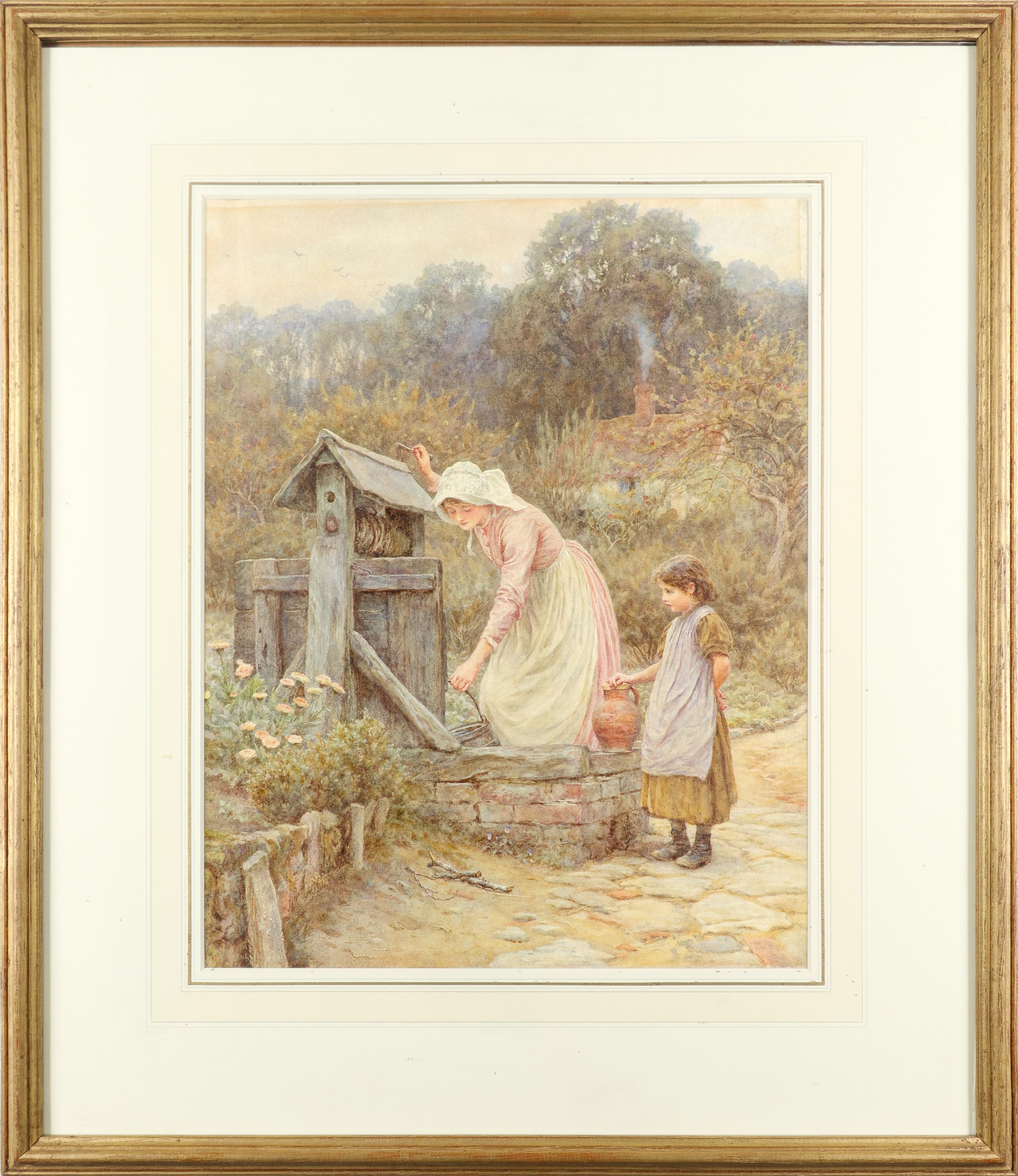 Helen Allingham RWS (1848-1926) At the well Signed H.Allingham (lower left) Pencil and watercolour - Image 2 of 3