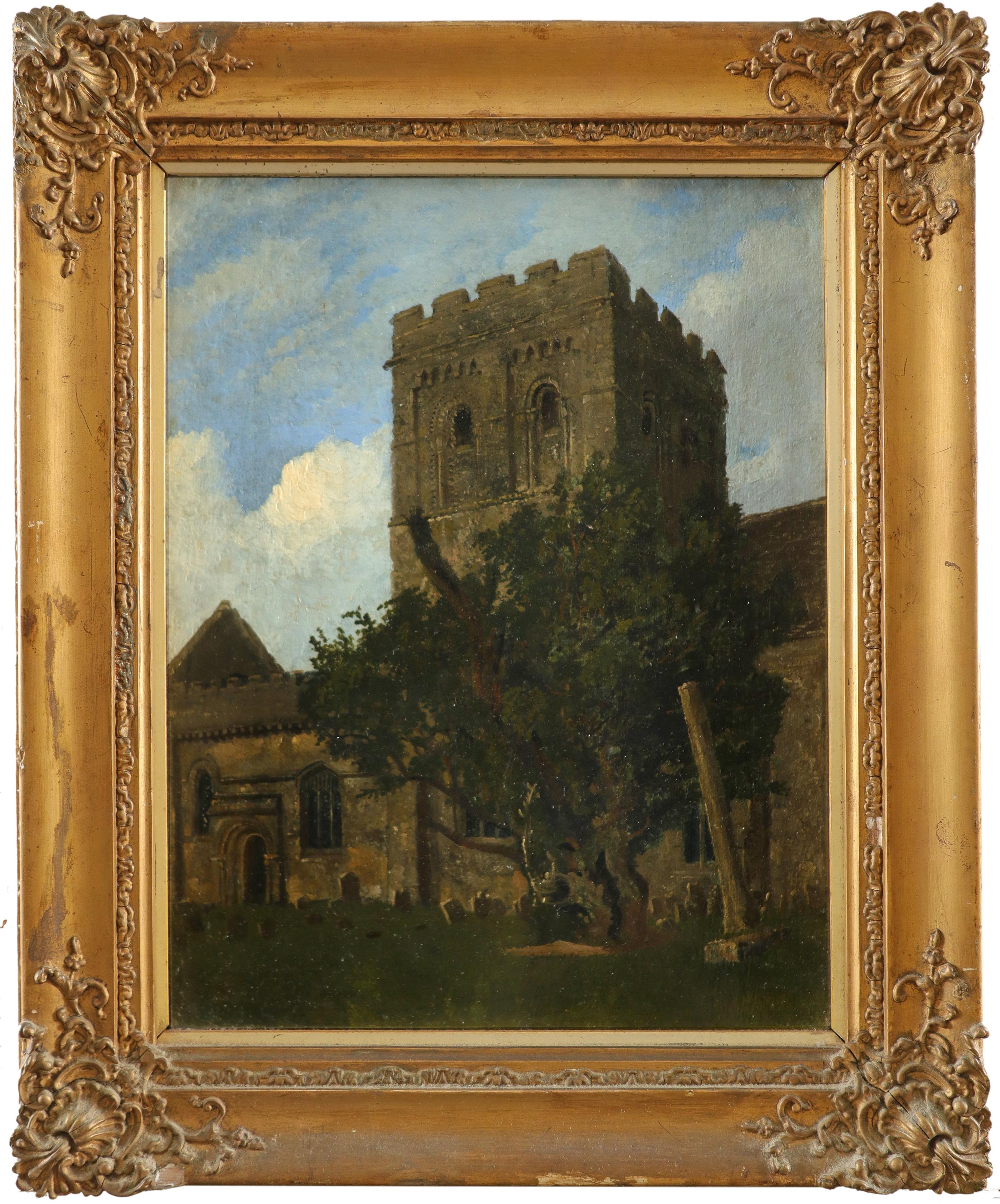 William Turner of Oxford (1782-1862) A view of the Church of St Mary the Virgin, Iffley, Oxfordshire - Image 2 of 3