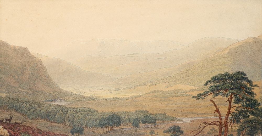 George Fennell Robson (1788-1833) Ben-y-Bourd, from south of Invercauld Watercolour, pen and ink