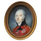 λEnglish School c.1790 Portrait miniature of an officer in uniform Inscribed and dated Wm di