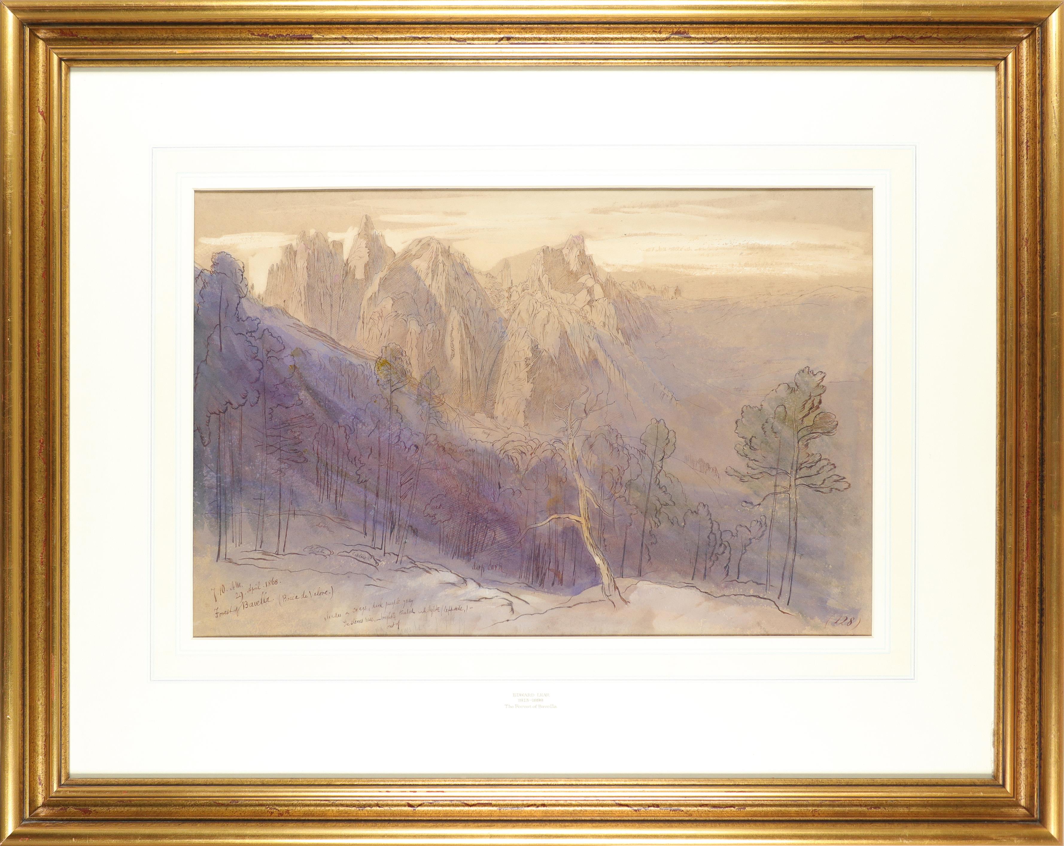 Edward Lear (1812-1888) The Forest of Bavella, Corsica Inscribed and dated 7.10AM/29.April.1868/ - Image 2 of 3