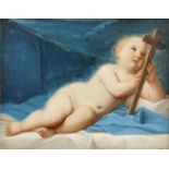 λGottlieb Holder (Austrian 19th Century) Miniature of the infant Christ holding the cross Signed and