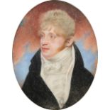 λEnglish School c.1800 Portrait miniature of Alexander James Smith (d.1837), wearing a black coat,