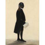 Samuel Metford (1810-1896) Silhouette of a gentleman, full-length, holding a newspaper; Silhouette
