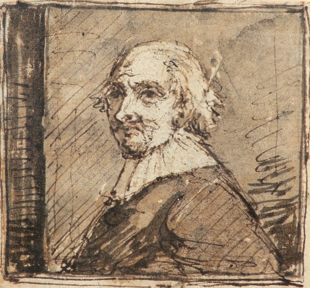 Dutch School 17th Century Portrait of a gentleman, bust-length, wearing a ruff Pen, black ink and