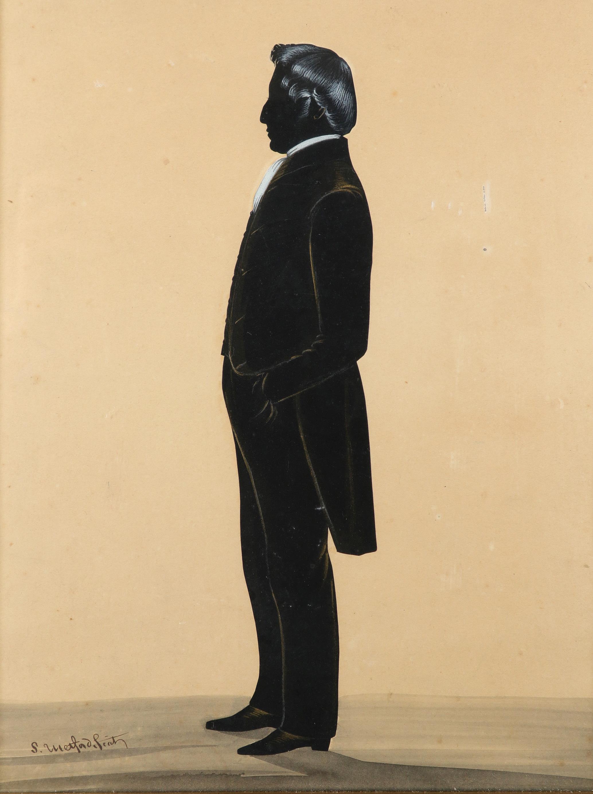 Samuel Metford (1810-1896) Silhouette of a gentleman, full-length, holding a newspaper; Silhouette - Image 5 of 12