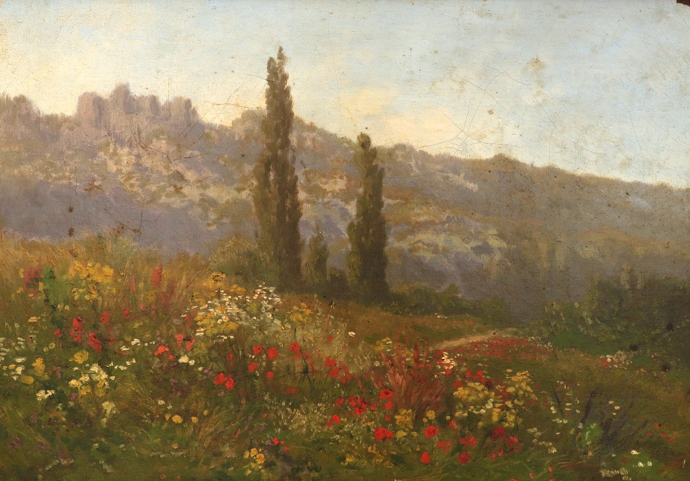 Auguste-Paul-Charles Anastasi (French 1820-1889) Landscape with poppies in a field Bears artist's