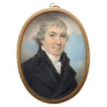 λThomas Richmond (1771-1837) Portrait miniature of a gentleman, with black coat, white stock and