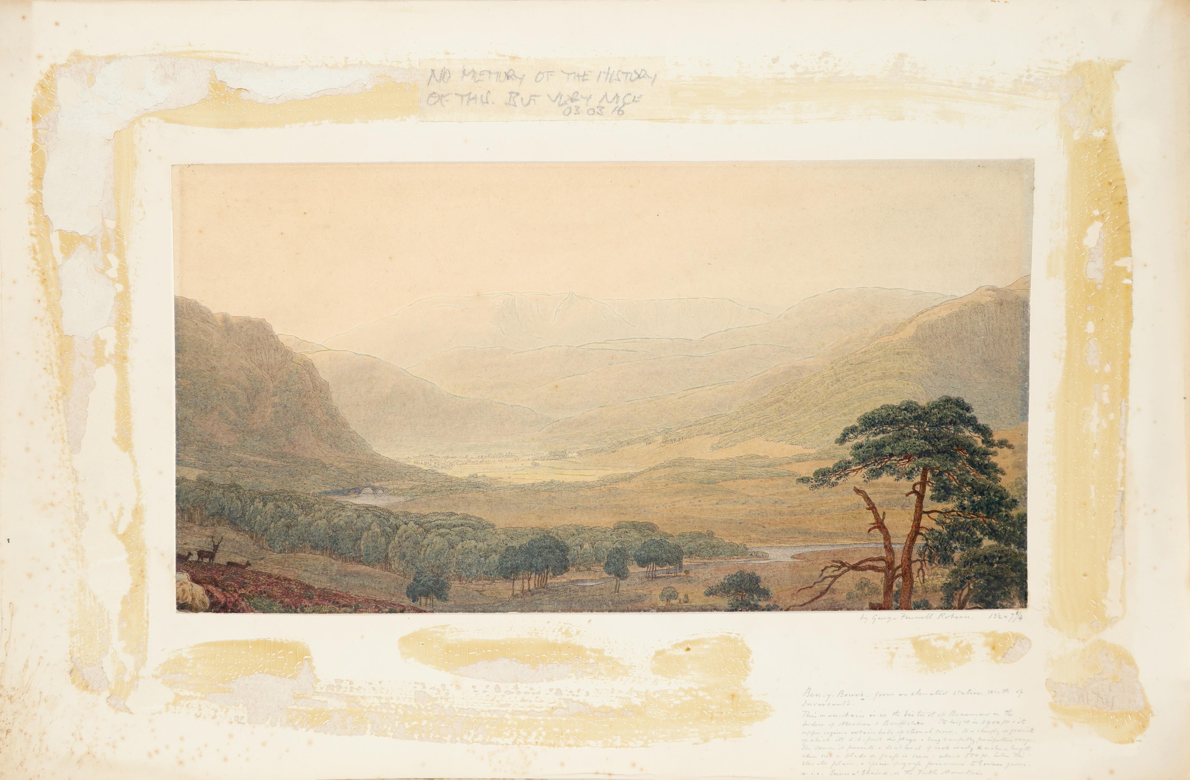 George Fennell Robson (1788-1833) Ben-y-Bourd, from south of Invercauld Watercolour, pen and ink - Image 2 of 3