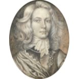 λH. M. S. Stuart (19th Century) Portrait miniature of Sir Dugald Stuart, 2nd Baronet (d.1672)