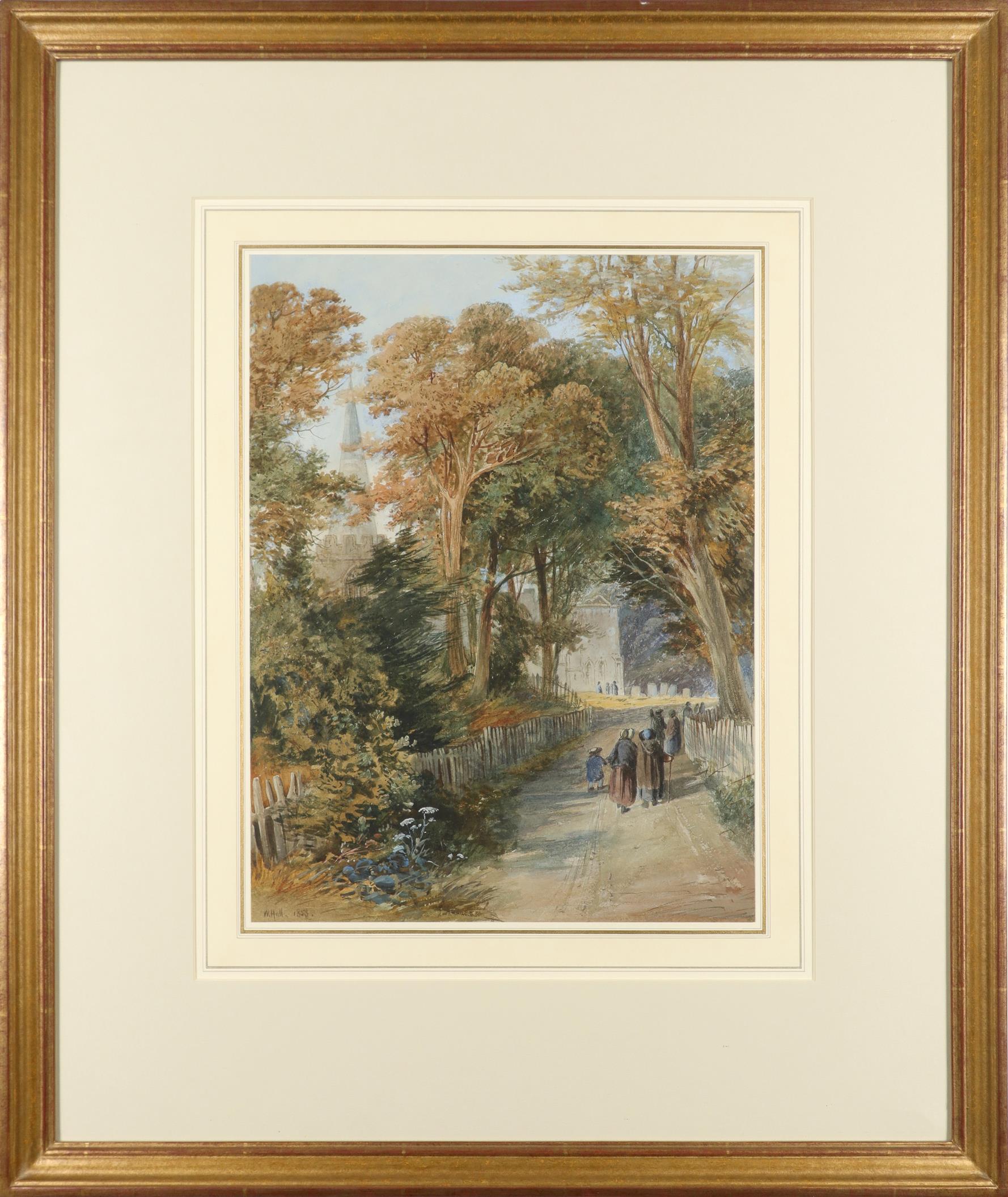 William Hull (1820-1880) Sunday Morning Signed and dated W.Hull 1858 Pencil and watercolour 36.5 x - Image 2 of 4