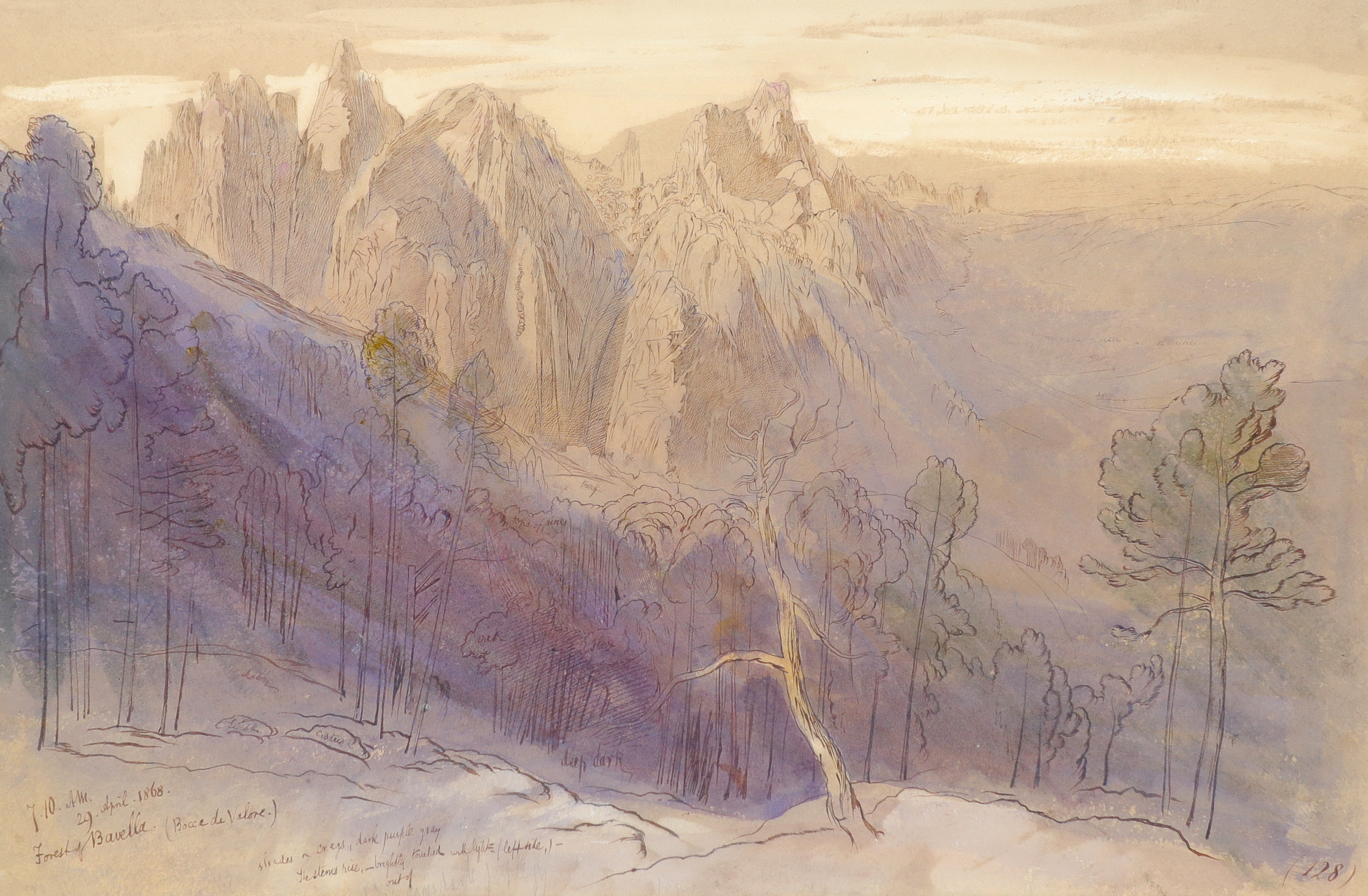 Edward Lear (1812-1888) The Forest of Bavella, Corsica Inscribed and dated 7.10AM/29.April.1868/