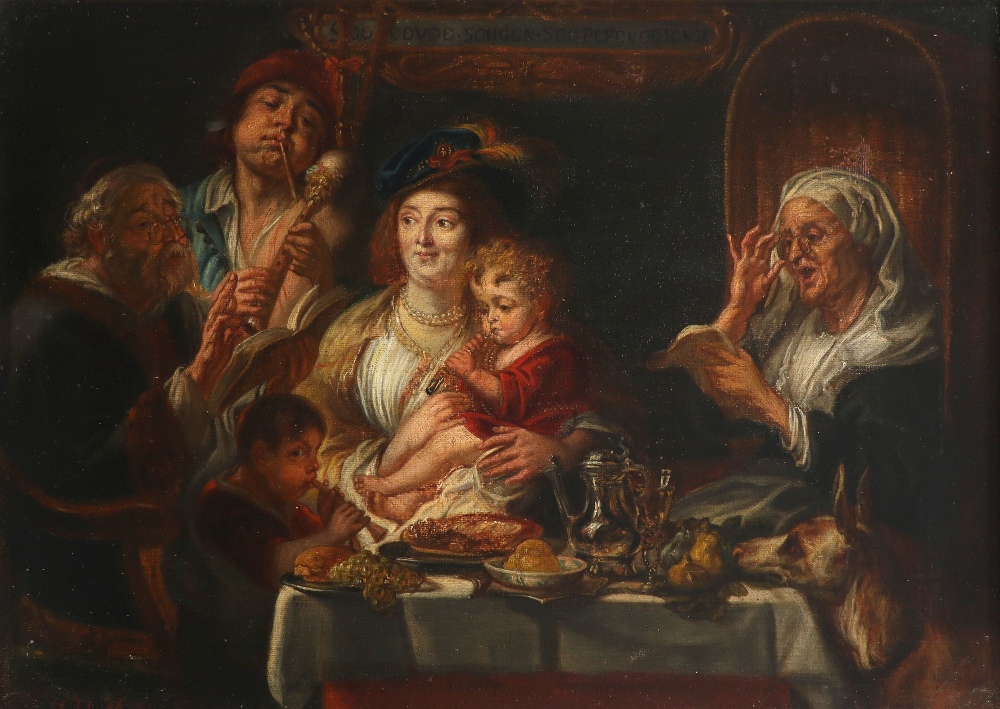 J. H. Mols (Belgian 19th Century) after Jacob Jordaens (Flemish 1593-1698) As the Old Sing, So the