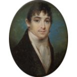 λEnglish School c.1800 Portrait miniature of William Boyd Ince (d.1817), wearing a black coat, white