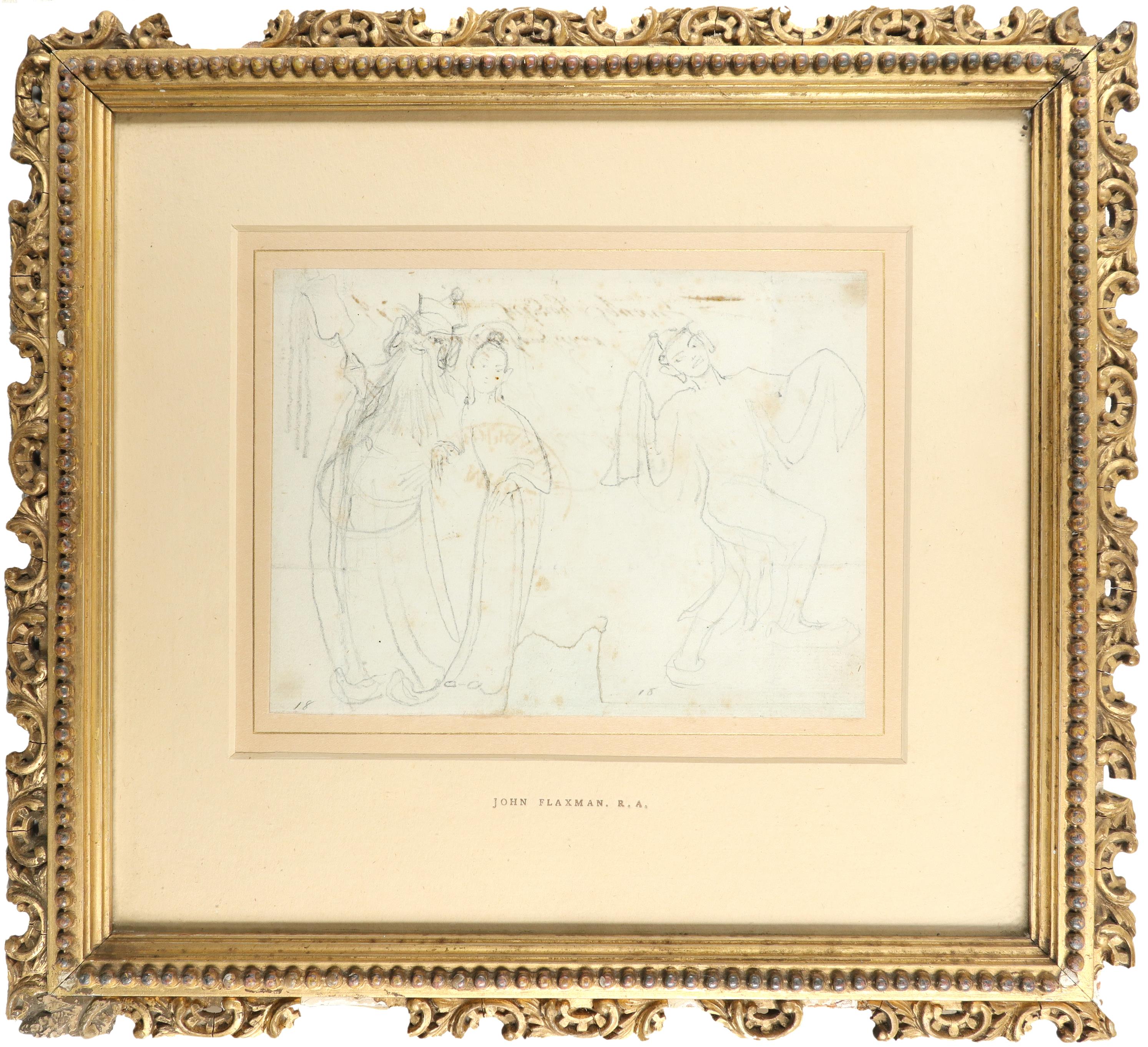 John Flaxman RA (1755-1826) Study of oriental figures Numbered twice 18 (lower left, and lower - Image 2 of 3
